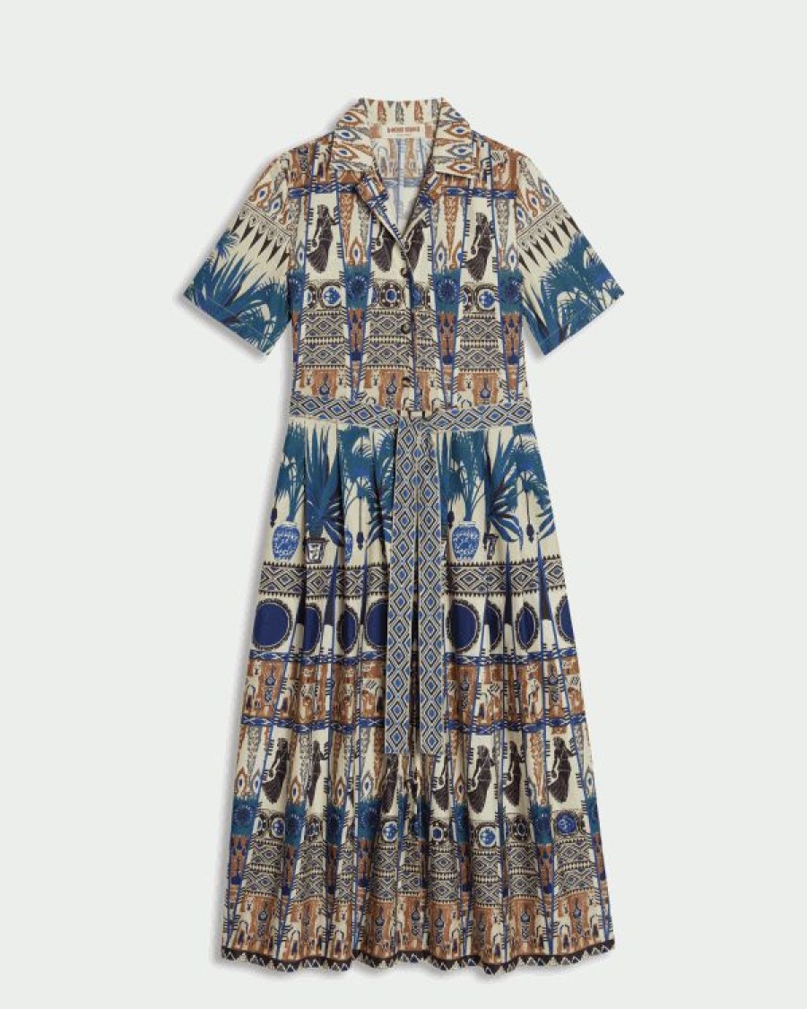 Women Emporio Sirenuse Dresses | Claudia Coptic Dancer Dress Blue